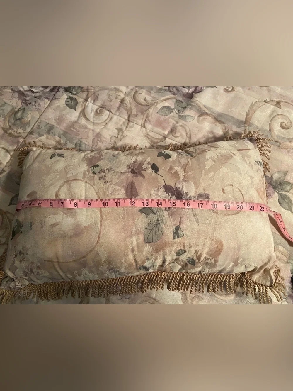 Croscill Discontinued Chambord Cassis 22” Fringe Throw Pillow  Amethyst Floral